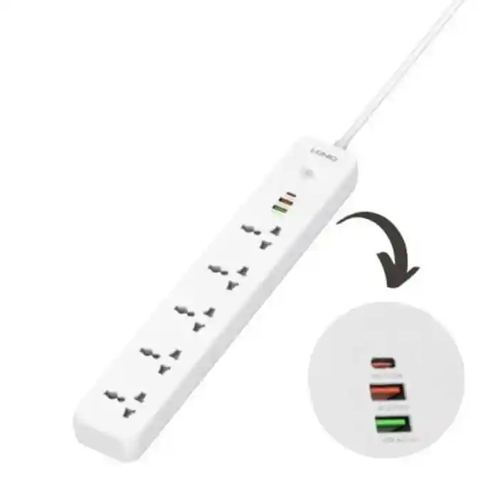 LDNIO SC5319 Power Strip Multi Protection with 5 AC Outlets + 2 USB +PD Extension Power Cord